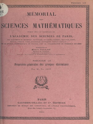 cover image of Propriétés générales des groupes discontinus